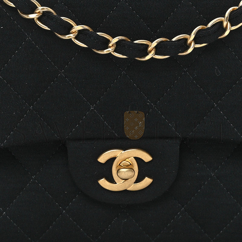CHANEL MASTER JERSEY QUILTED MEDIUM DOUBLE FLAP BLACK  (25*17*7cm)